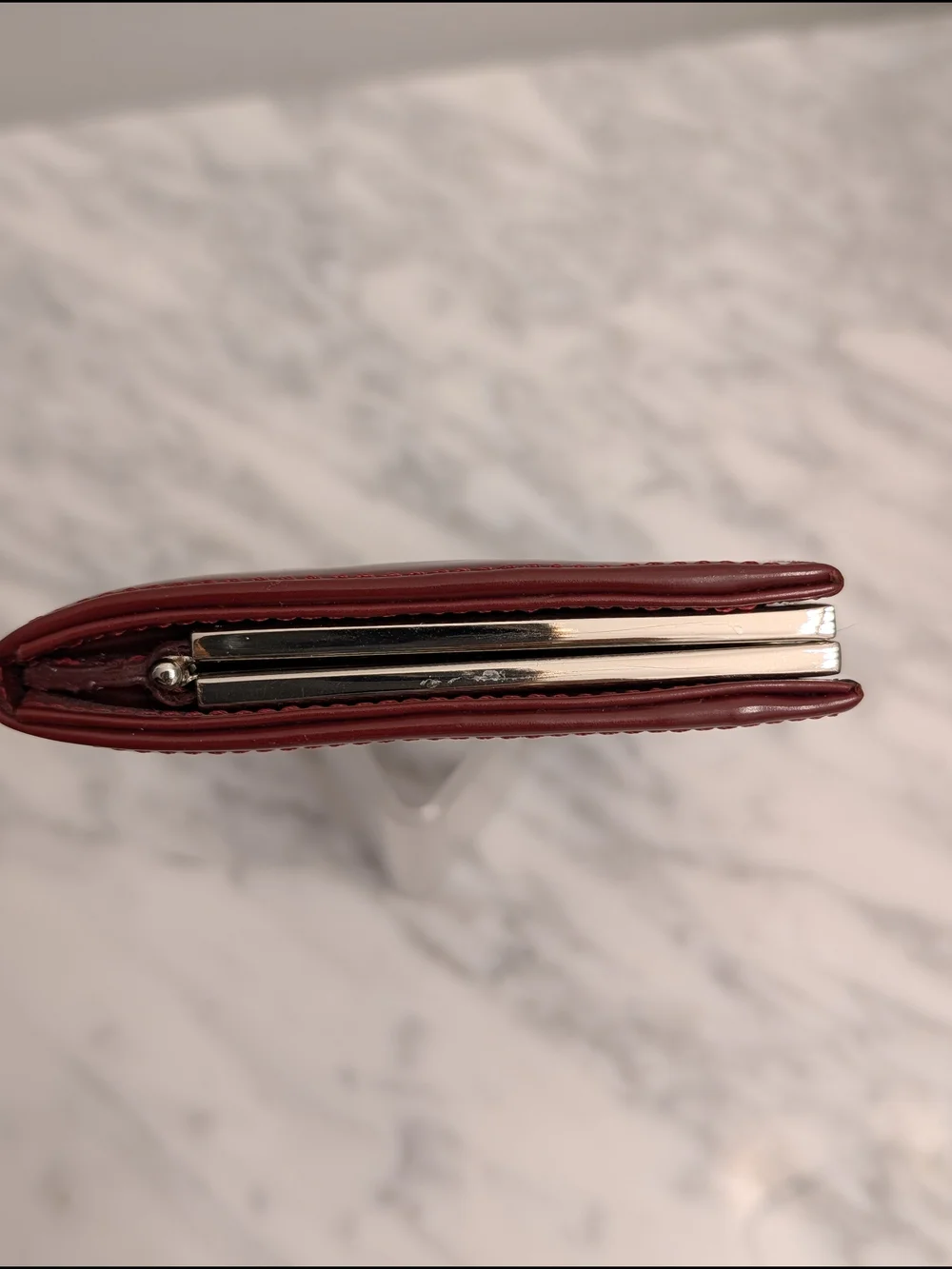 Nine West Burgundy Leather Wallet with Gold  Kisslock